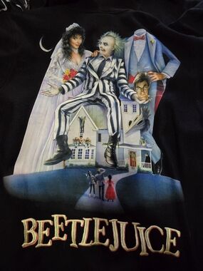 Beetlejuice Graphic Hoodie — Black with Multicolor Print